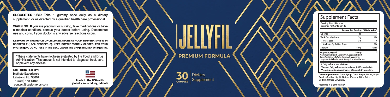 JellyFil Supplement Facts label: Saw Palmetto, Prostate Support Blend and Pygeum Bark
